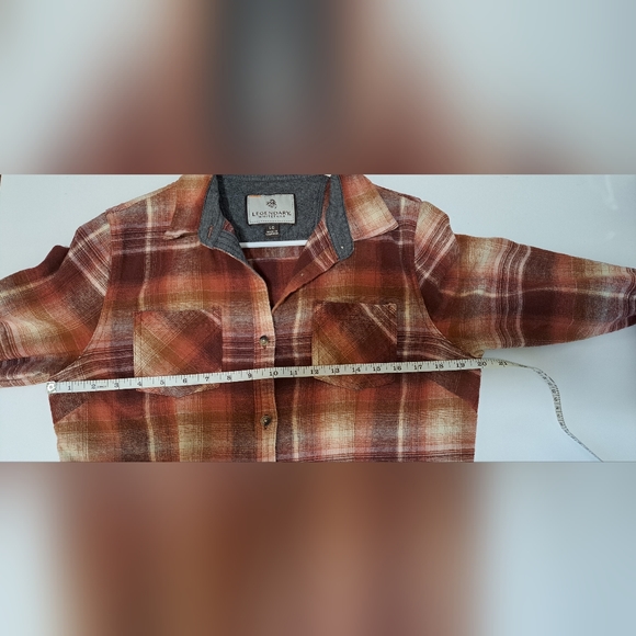 Legendary Whitetails Brown Orange Pumpkin Spice Flannel Button Up Womens Size L - Picture 7 of 11